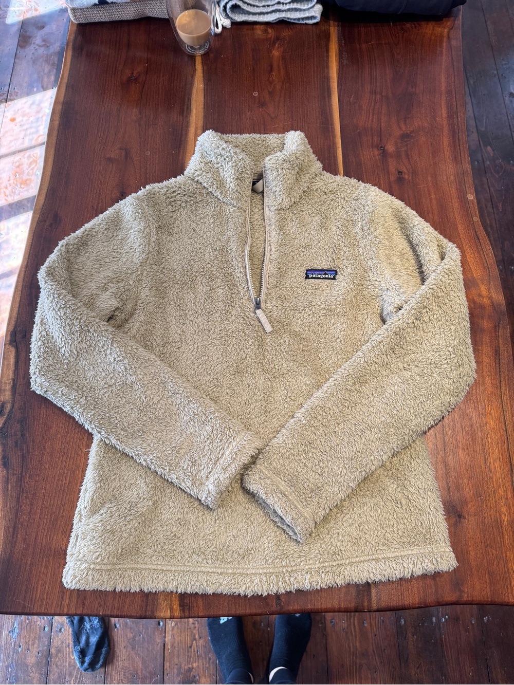 Patagonia Light Beige Plush Quarter-Zip Pullover